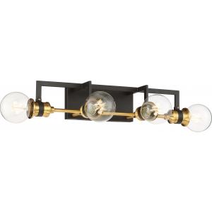 SATCO/NUVO Intention 4-Light Vanity Warm Brass And Black Finish (60-6974)
