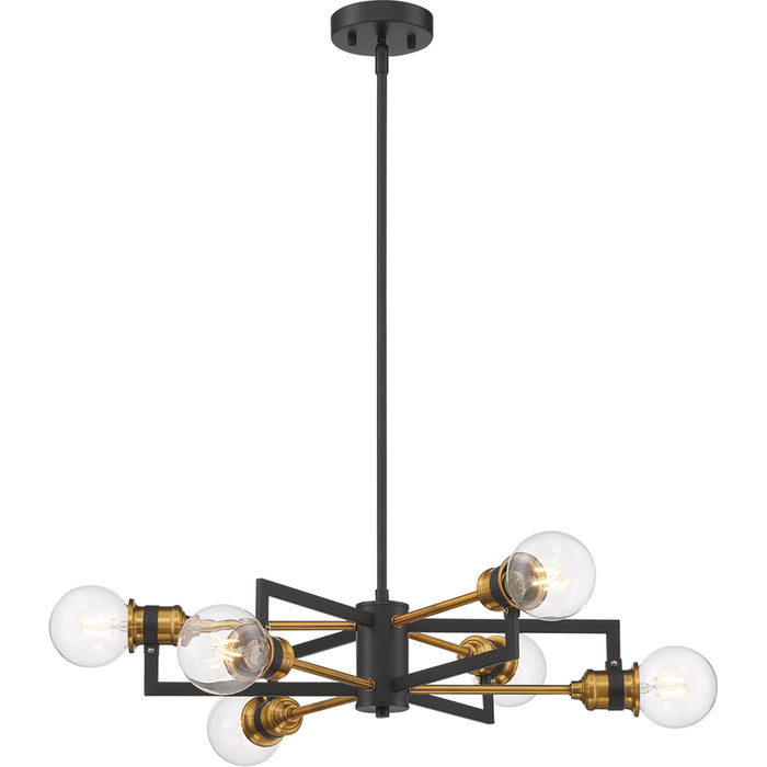 SATCO/NUVO Intention 6-Light Chandelier Warm Brass And Black Finish (60-6976)