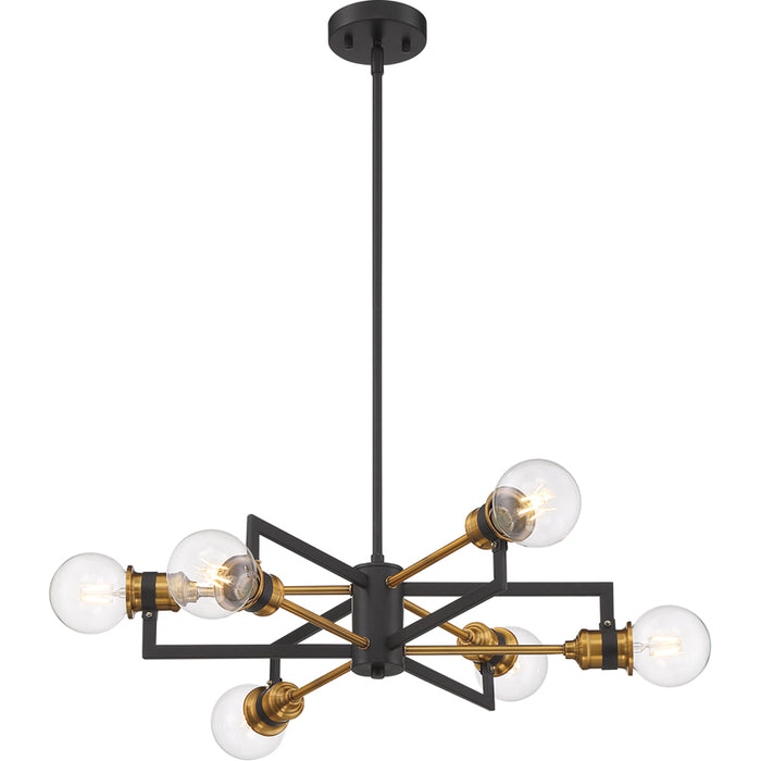 SATCO/NUVO Intention 6-Light Chandelier Warm Brass And Black Finish (60-6976)