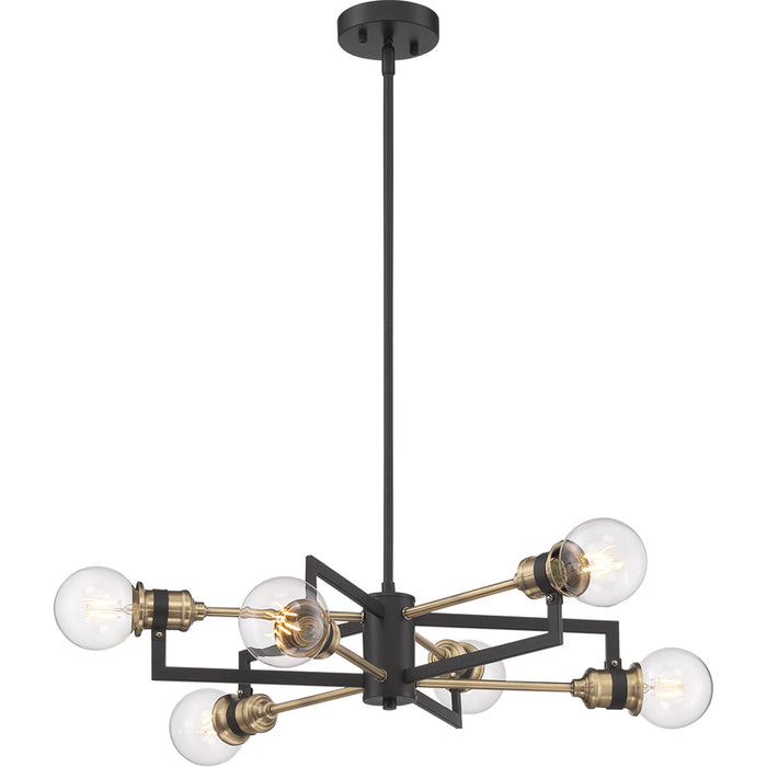 SATCO/NUVO Intention 6-Light Chandelier Warm Brass And Black Finish (60-6976)