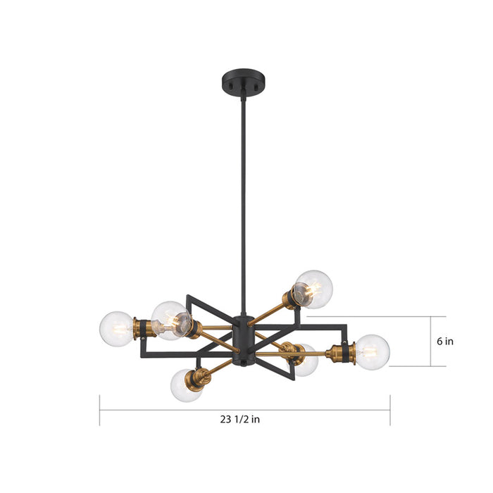 SATCO/NUVO Intention 6-Light Chandelier Warm Brass And Black Finish (60-6976)