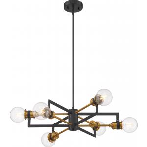 SATCO/NUVO Intention 6-Light Chandelier Warm Brass And Black Finish (60-6976)