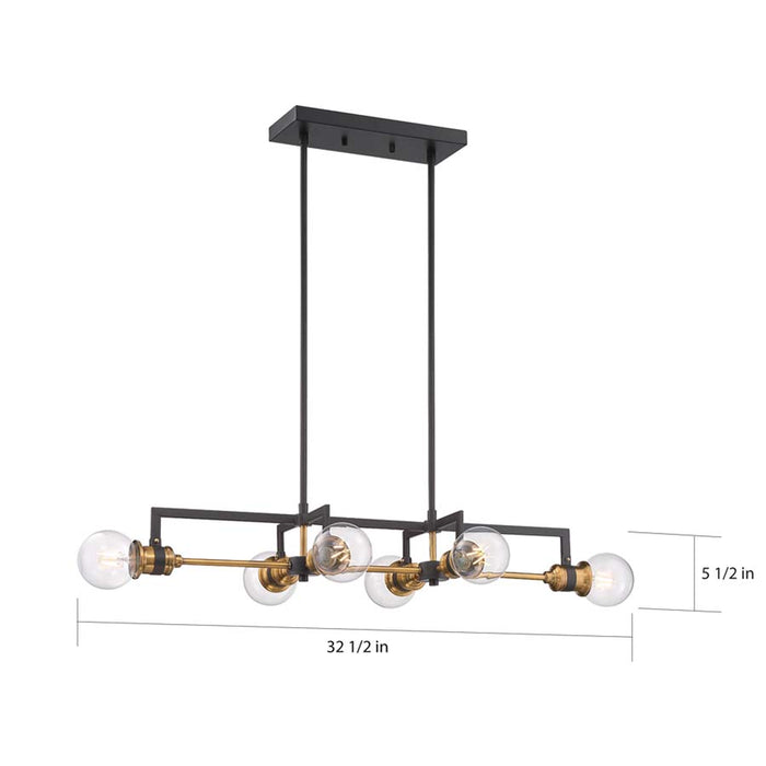 SATCO/NUVO Intention 6-Light Island Pendant Fixture Warm Brass And Black Finish (60-6977)