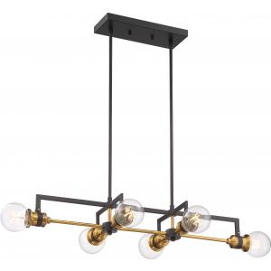 SATCO/NUVO Intention 6-Light Island Pendant Fixture Warm Brass And Black Finish (60-6977)