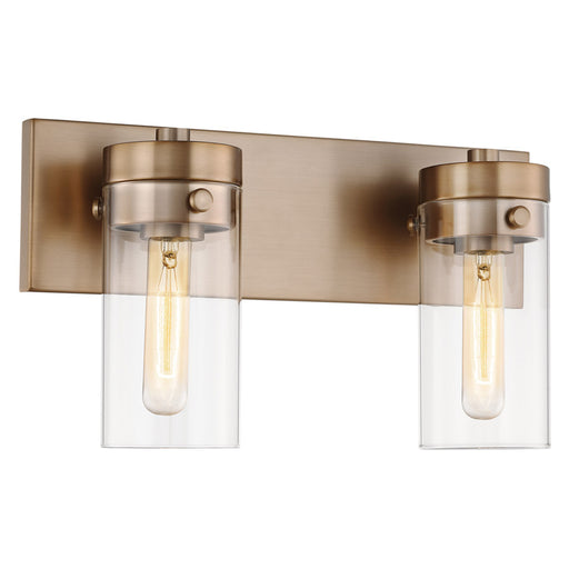 SATCO/NUVO Intersection 2-Light Vanity Burnished Brass With Clear Glass (60-7532)