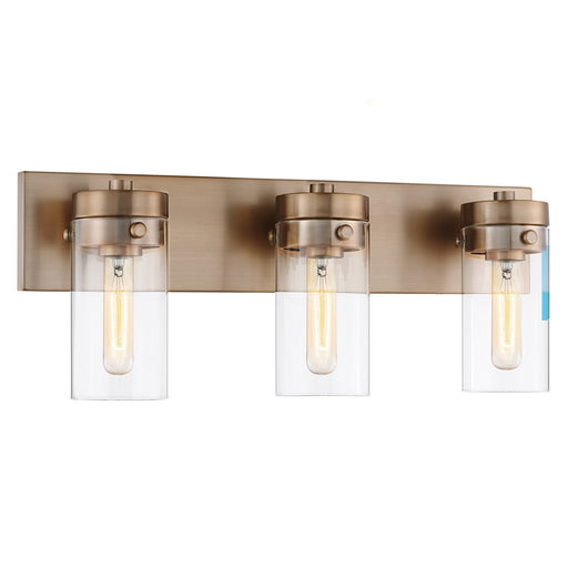 SATCO/NUVO Intersection 3-Light Vanity Burnished Brass With Clear Glass (60-7533)