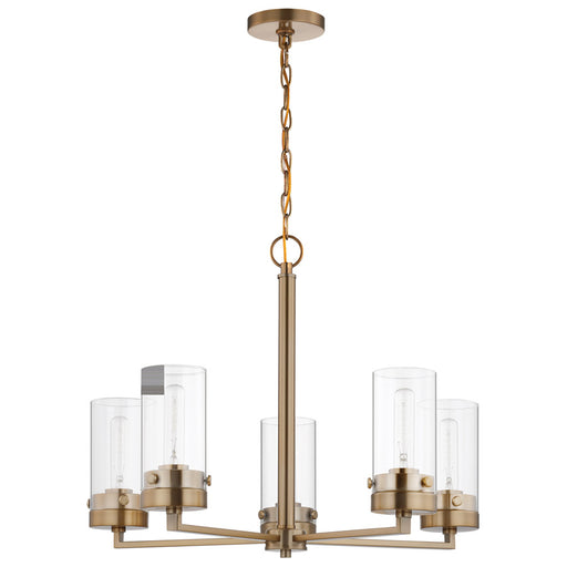 SATCO/NUVO Intersection 5-Light Chandelier Burnished Brass With Clear Glass (60-7535)