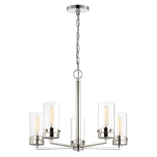 SATCO/NUVO Intersection 5-Light Chandelier Polished Nickel With Clear Glass (60-7635)