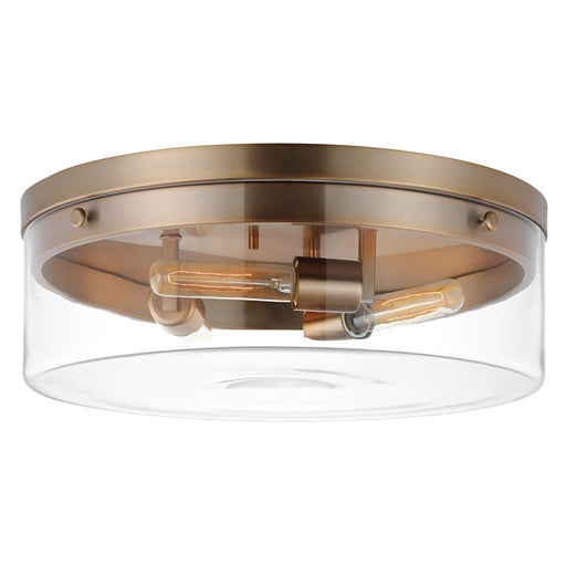 SATCO/NUVO Intersection Large Flush Mount Fixture Burnished Brass With Clear Glass (60-7538)