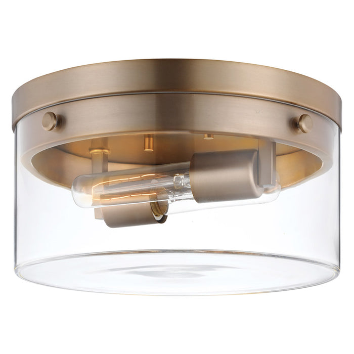 SATCO/NUVO Intersection Medium Flush Mount Fixture Burnished Brass With Clear Glass (60-7537)