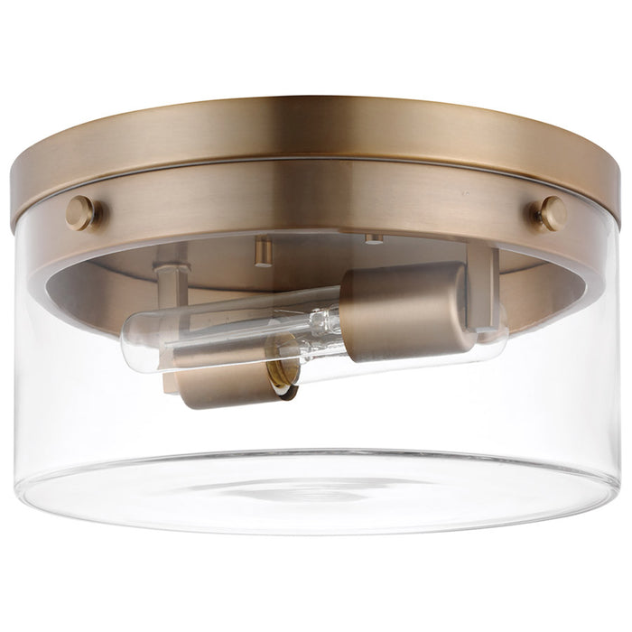 SATCO/NUVO Intersection Medium Flush Mount Fixture Burnished Brass With Clear Glass (60-7537)