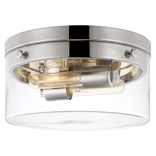 SATCO/NUVO Intersection Medium Flush Mount Fixture Polished Nickel With Clear Glass (60-7637)