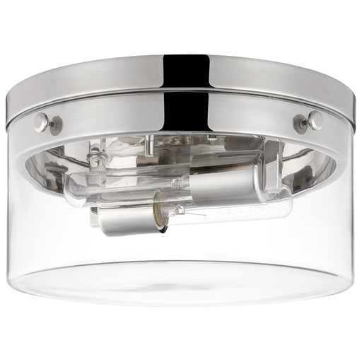 SATCO/NUVO Intersection Medium Flush Mount Fixture Polished Nickel With Clear Glass (60-7637)