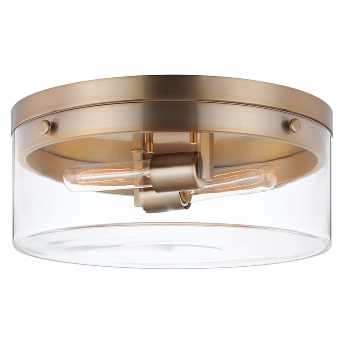 SATCO/NUVO Intersection Small Flush Mount Fixture Burnished Brass With Clear Glass (60-7536)