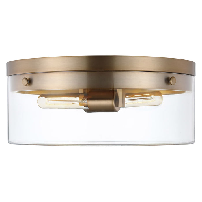 SATCO/NUVO Intersection Small Flush Mount Fixture Burnished Brass With Clear Glass (60-7536)