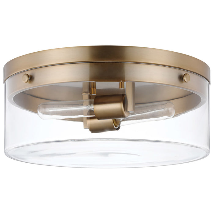 SATCO/NUVO Intersection Small Flush Mount Fixture Burnished Brass With Clear Glass (60-7536)