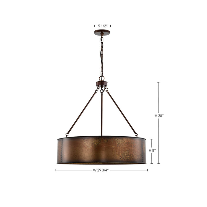 SATCO/NUVO Kettle 5-Light Oversized Pendant With 60W Vintage Lamps Included Weathered Brass Finish (60-5895)