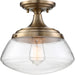 SATCO/NUVO Kew 1-Light Semi-Flush Fixture Burnished Brass Finish With Clear Glass (60-6797)