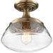 SATCO/NUVO Kew 1-Light Semi-Flush Fixture Burnished Brass Finish With Clear Glass (60-6797)