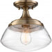 SATCO/NUVO Kew 1-Light Semi-Flush Fixture Burnished Brass Finish With Clear Glass (60-6797)