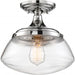 SATCO/NUVO Kew 1-Light Semi-Flush Fixture Polished Nickel Finish With Clear Glass (60-6798)