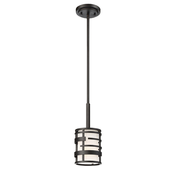 SATCO/NUVO Lansing 1-Light Miniature Pendant With White Fabric Shade (60-6432)