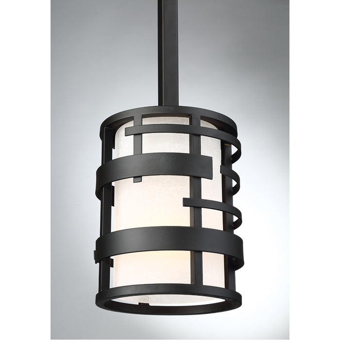 SATCO/NUVO Lansing 1-Light Miniature Pendant With White Fabric Shade (60-6432)