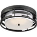 SATCO/NUVO Lansing 3-Light Flush With White Fabric Shade And Opal Diffuser (60-6434)