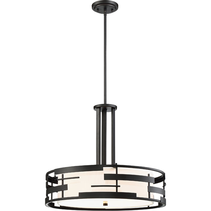 SATCO/NUVO Lansing 3-Light Pendant With White Fabric Shade And Opal Diffuser (60-6435)