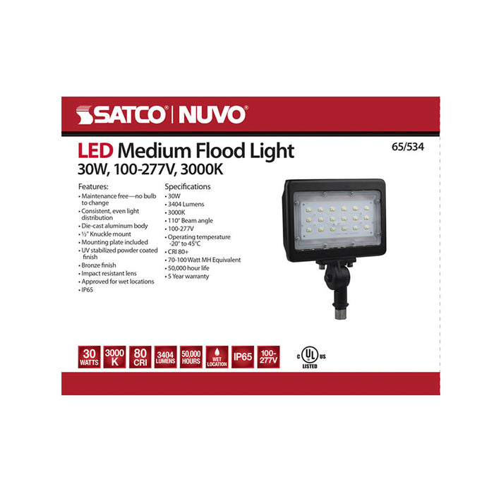 SATCO/NUVO LED Medium Flood Light 30W 3000K Bronze Finish (65-534)