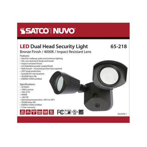 SATCO/NUVO LED Security Light Dual Head Bronze Finish 4000K (65-218)