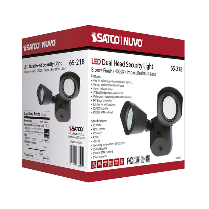 SATCO/NUVO LED Security Light Dual Head Bronze Finish 4000K (65-218)