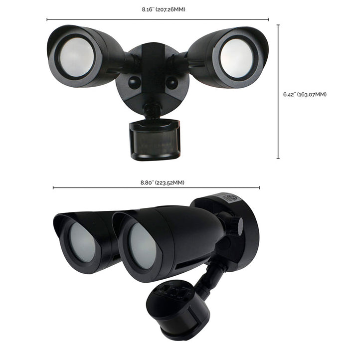 SATCO/NUVO LED Security Light Dual Head Motion Sensor Included Black Finish 3000K (65-715)