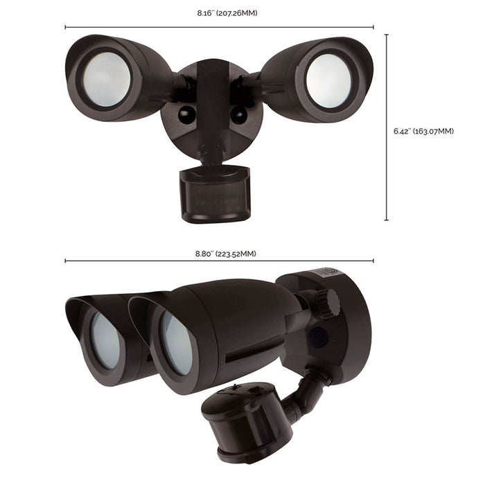 SATCO/NUVO LED Security Light Dual Head Motion Sensor Included Bronze Finish 3000K (65-713)