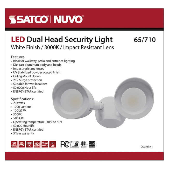 SATCO/NUVO LED Security Light Dual Head White Finish 3000K (65-710)