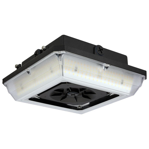 SATCO/NUVO LED Wide Beam Angle Canopy Square Wattage/CCT Selectable 20W/30W/45W 3000K/4000K/5000K 120-277V 80 CRI 0-10V Dimming Black (65-636)
