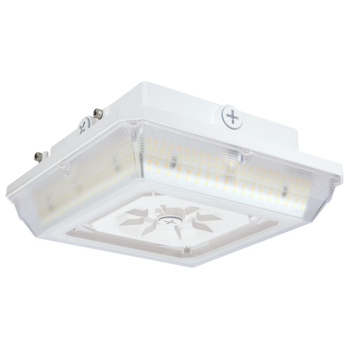SATCO/NUVO LED Wide Beam Angle Canopy Square Wattage/CCT Selectable 60W/75W/90W 3000K/4000K/5000K 120-277V 80 CRI 0-10V Dimming White (65-635)