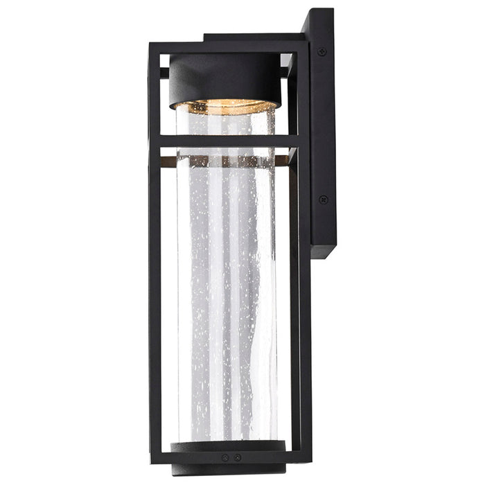 SATCO/NUVO Ledges 6W LED Medium Wall Lantern Matte Black With Clear Seeded Glass (62-1612)