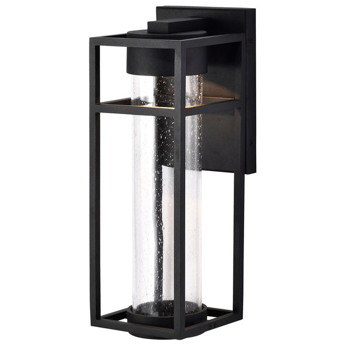 SATCO/NUVO Ledges 6W LED Medium Wall Lantern Matte Black With Clear Seeded Glass (62-1612)