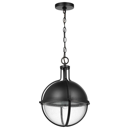 SATCO/NUVO Lincoln 1 Light Large Pendant Medium Base 60W Matte Black Finish Clear Seeded Glass (60-7675)