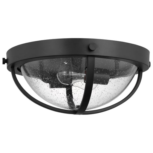SATCO/NUVO Lincoln 2 Light Large Flush Mount Medium Base 60W Matte Black Finish Clear Seeded Glass (60-7672)