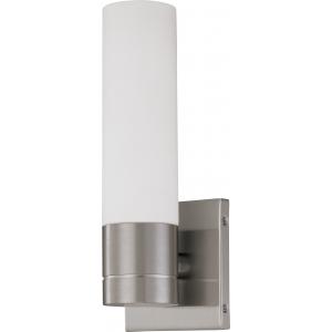 SATCO/NUVO Link 1-Light LED Tube Wall Sconce With White Glass Brushed Nickel Finish (62-2934)