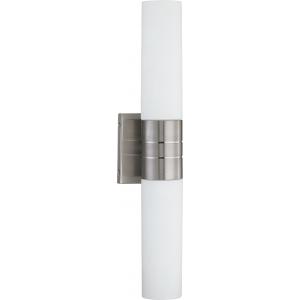 SATCO/NUVO Link 2-Light Vertical LED Tube Wall Sconce With White Glass Brushed Nickel Finish (62-2936)