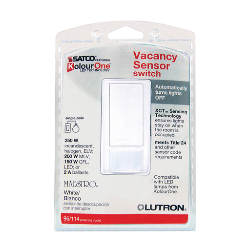 SATCO/NUVO Maestro Vacancy Sensor Switch White Finish (96-114)