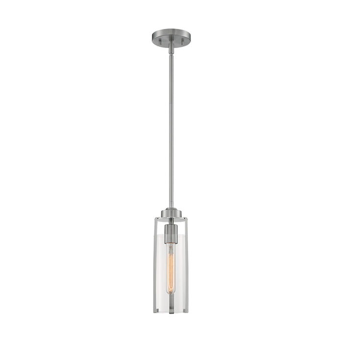 SATCO/NUVO Marina 1-Light Mini Pendant Fixture Brushed Nickel Finish With Clear Glass (60-7140)