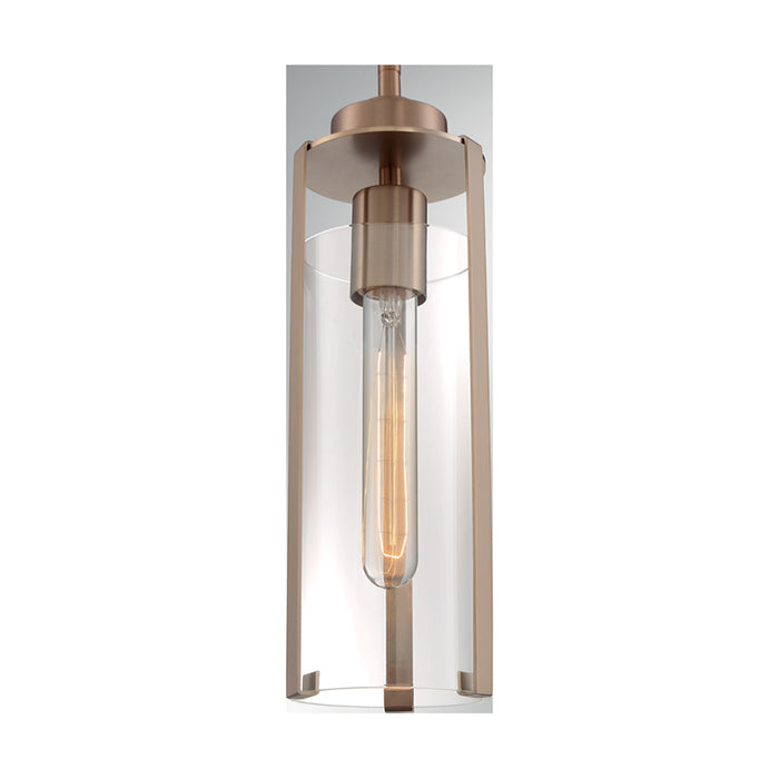 SATCO/NUVO Marina 1-Light Mini Pendant Fixture Burnished Brass Finish With Clear Glass (60-7150)