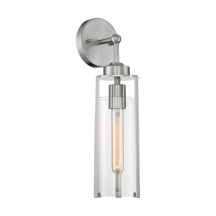 SATCO/NUVO Marina 1-Light Wall Sconce Fixture Brushed Nickel Finish With Clear Glass (60-7141)