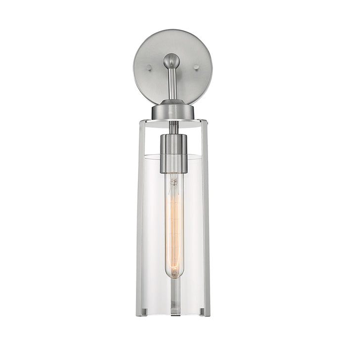 SATCO/NUVO Marina 1-Light Wall Sconce Fixture Brushed Nickel Finish With Clear Glass (60-7141)