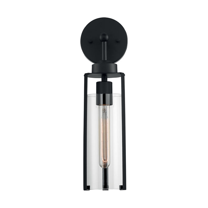 SATCO/NUVO Marina 1-Light Wall Sconce Fixture Matte Black Finish With Clear Glass (60-7161)