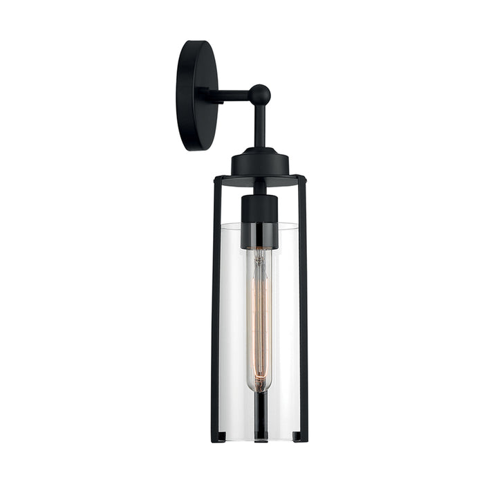 SATCO/NUVO Marina 1-Light Wall Sconce Fixture Matte Black Finish With Clear Glass (60-7161)
